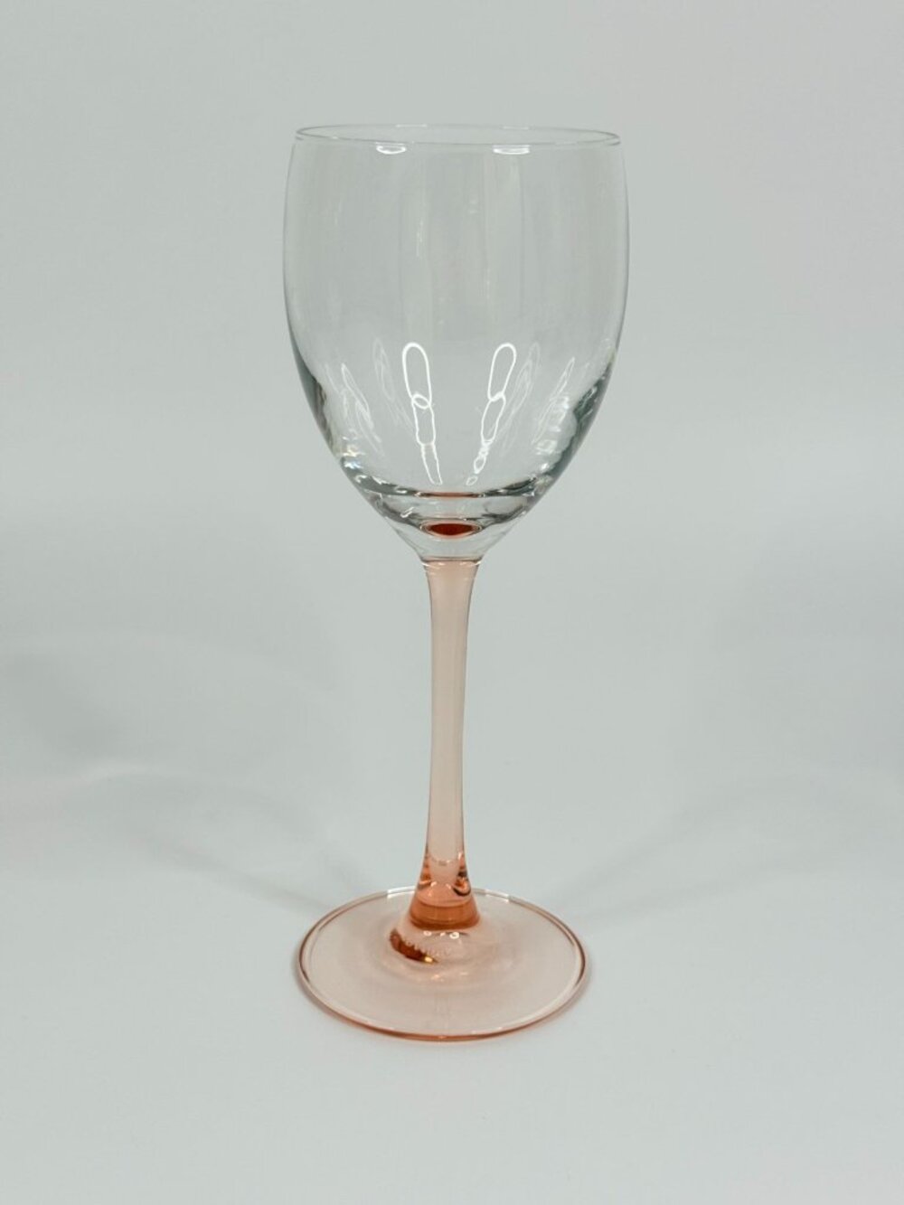 7.75" Vintage Luminarc France Pink Stemmed Wine Glass